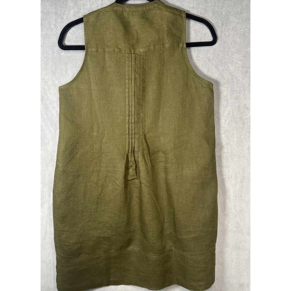 Quince 100% European Linen Sleeveless Swing Dress Olive Green Women's Sz XS NEW - Picture 2 of 8